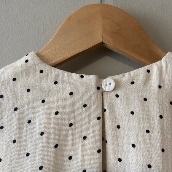 Handmade Children's Black Off White Polka Dot 100% Cotton Front Bows Dress - Picture 11 of 14